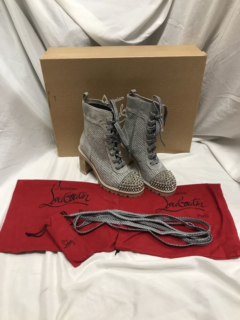 Christian Louboutin Wool Spikes TS Croc Boots 3190957 Size 35 PPSJKI 334208